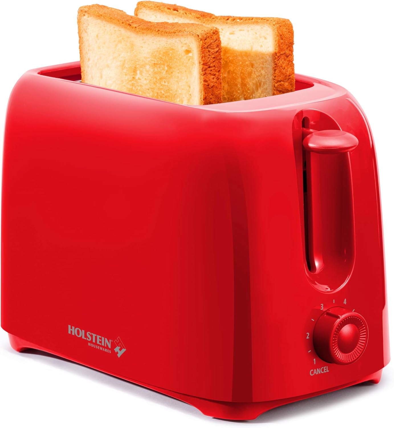 Holstein Housewares - 2-Slice Toaster with 6 Browning Control Settings - Great to Toast Bread, Bagels and Waffles (RED)