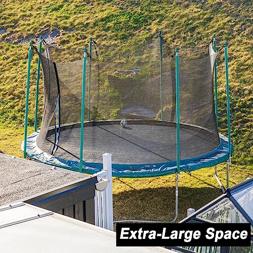 Trampoline Replacement 12 13 14 15 16 ft Trampoline Safety Net Round Frame Trampolines Enclosure Net Weather Resistant Trampoline Net with Double Headed Zippers, Net Only