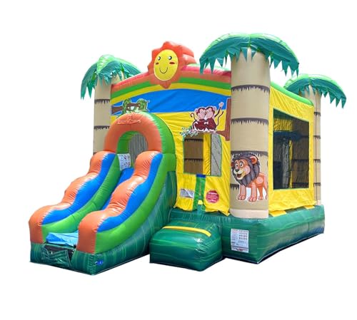 Pogo Bounce House Inflatable Bounce House with Slide for Kids (without Blower) - 18 x 12 x 14.5 Foot Sports Backyard - Built-in Bladder Water Misting System