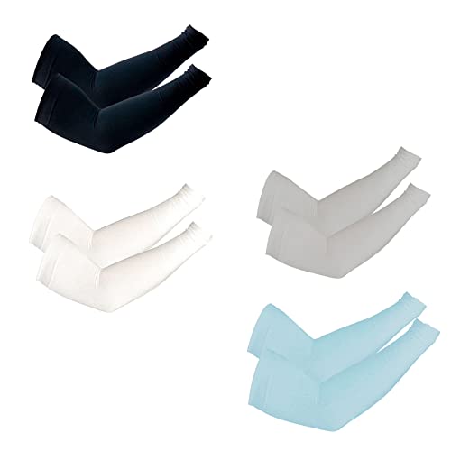 PFFY 4 Pairs UV Protection Cooling Arm Sleeves for Men and Women UPF 50 Sun Sleeve
