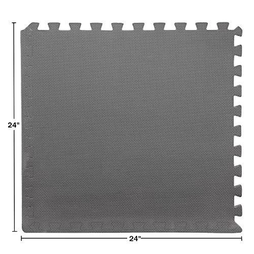 EVA Foam Mat Tiles 24-Pack - 96 SQ FT of Interlocking Padding for Garage, Playroom, or Gym Flooring - Exercise Mat or Baby Playmat by Stalwart (Black)