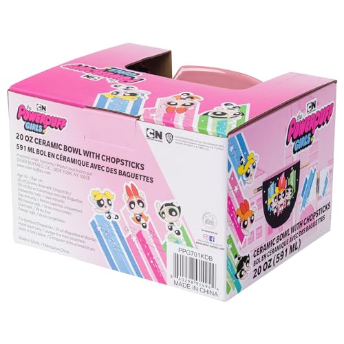 Silver Buffalo Sanrio Hello Kitty Strawberry Milk Japanese Character Ceramic Ramen Noodle Rice Bowl with Chopsticks, Microwave Safe, Pink, 20 Ounces