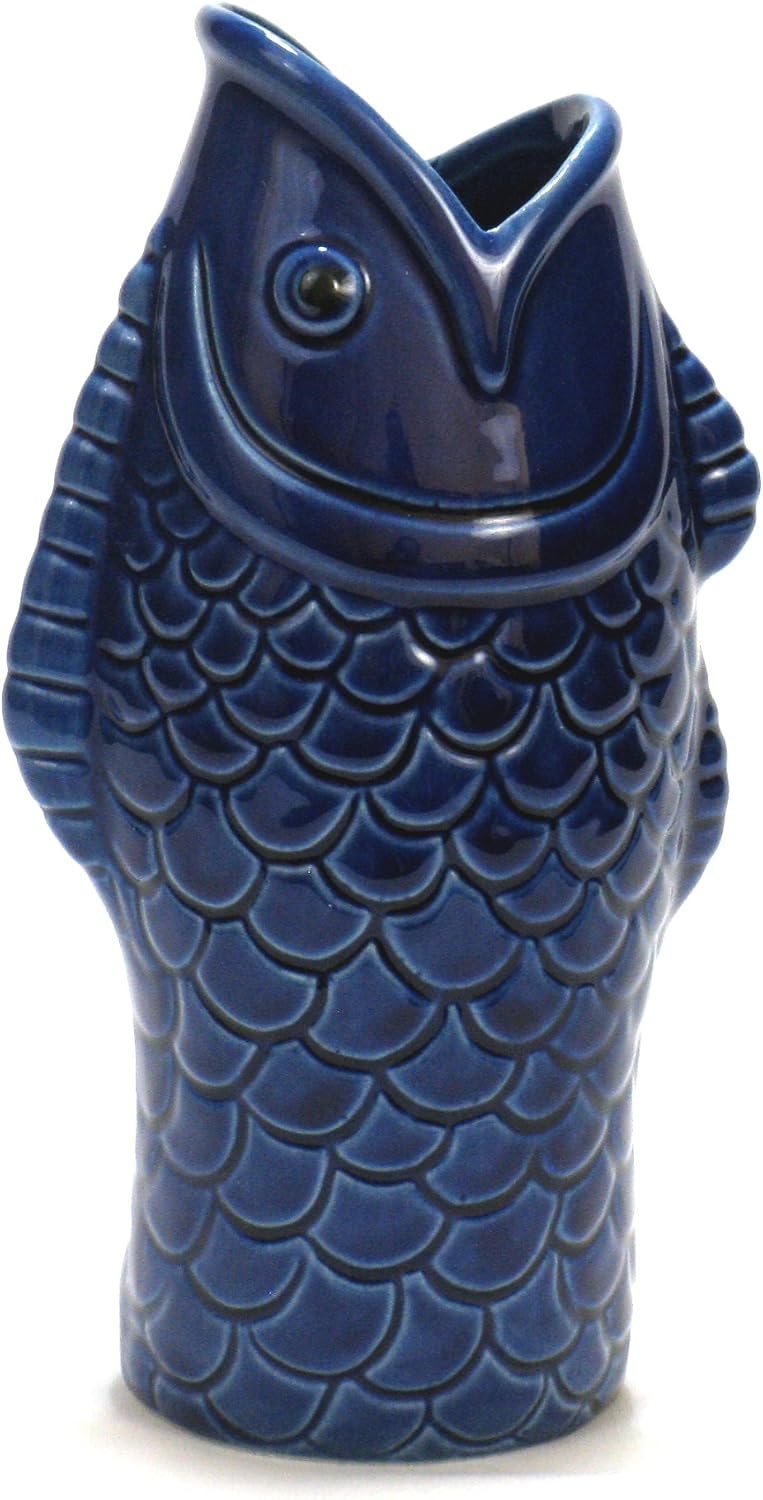 Blue Ceramic Fish Cocktail Tiki Mug