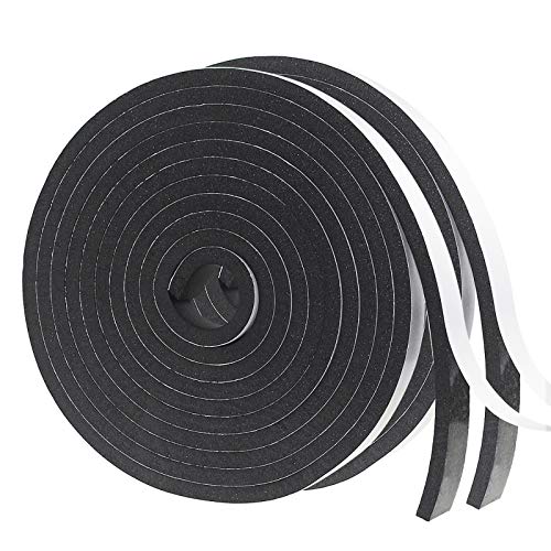 Storystore Foam Insulation Tape Self Adhesive,Weather Stripping for Doors and Window,Sound Proof Soundproofing Door Seal,Weatherstrip,Cooling,Air Conditioning Seal Strip (1/2In x 1/4In x 33Ft, Black)
