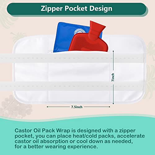 Castor Oil Pack Wrap, Reusable Organic Castor Oil Packs for Liver Detox, Castor Oil Pack Compress for Liver Detox with Adjustable Elastic Strap Flannel Cotton Machine Washable Anti Oil Leak