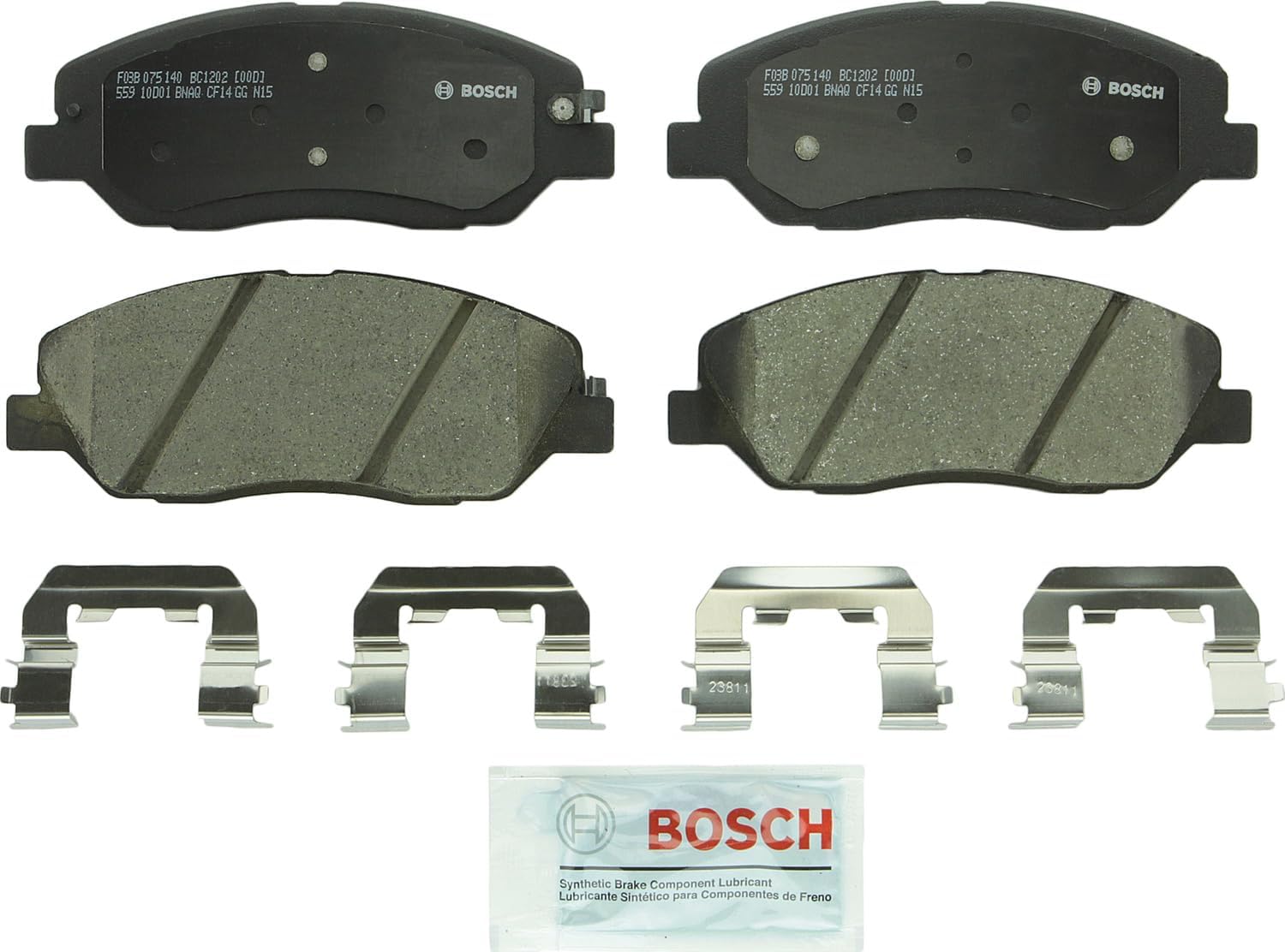 BOSCH BC1202 QuietCast Premium Ceramic Disc Brake Pad Set - Compatible With Select Hyundai Entourage, Santa Fe, Santa Fe XL; Kia Sedona; FRONT