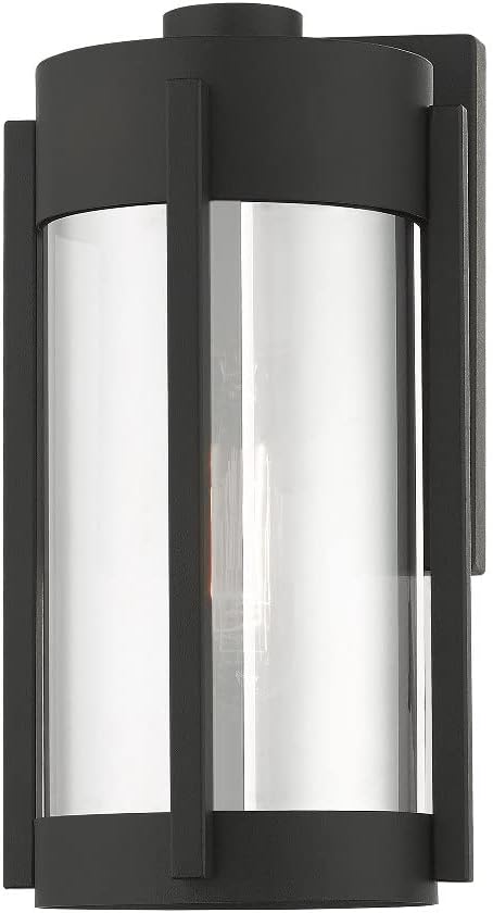 Livex Lighting 22380-04 1 Light Black Outdoor Wall Lantern, Nickel