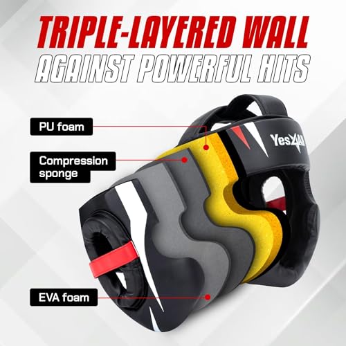 Yes4All Extreme Full Face Boxing Headgear, Adjustable Sparring Headgear