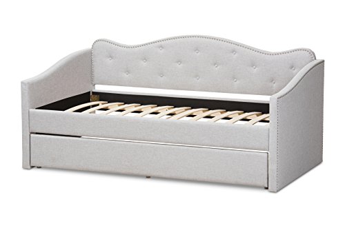Baxton Studio Kaarina Fabric Daybed with Trundle, Twin