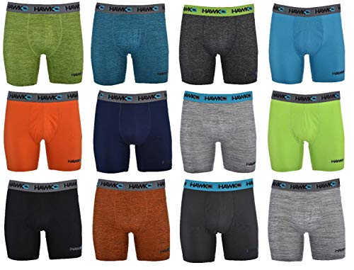 Tony Hawk Mens Performance Boxer Briefs - 12-Pack Athletic Fit No Fly Breathable Tagless Underwear S-5XL Regular or Plus Size