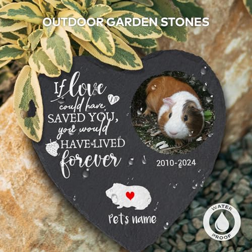 Personalized Rabbit Memorial Stones - Sympathy Gifts for Loss of Pet Rabbit, Waterproof Garden Stone Grave Markers Headstone, Heart Shaped (5.9 inch)