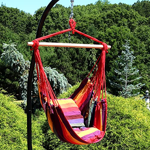 Sunnydaze Indoor/Outdoor Hanging Hammock Chairs with Cushions - 260 Pound Capacity - (Set of 2) Sunset