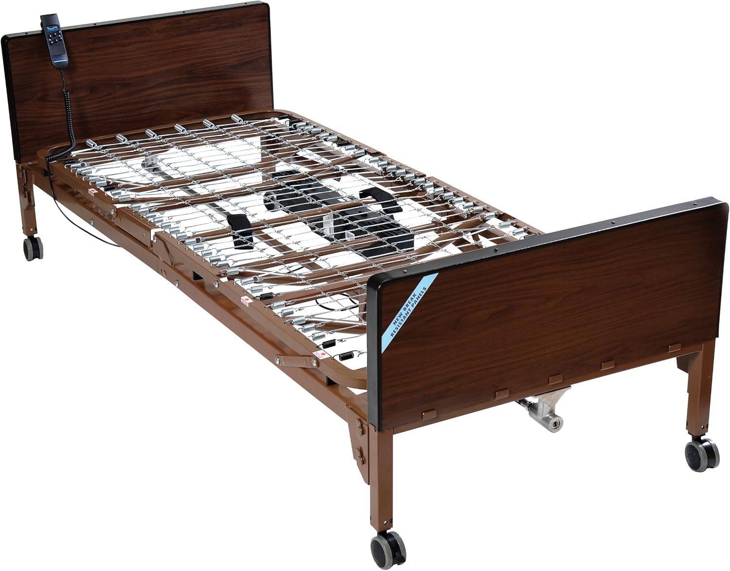 Drive Medical Delta Ultra Light Semi Electric Bed with Full Rails and Therapeutic Support Mattress, Model - 15030BV-PKG-T