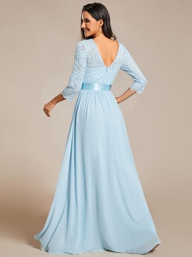 Ever-Pretty Women's Bridesmaid Dresses 3/4 Sleeve Empire Waist Maxi Mother of The Bride Dresses