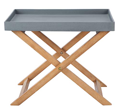 Safavieh Outdoor Collection Terance Natural/Grey Side Table with Removable Tray Top PAT1505A