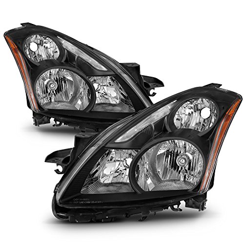 ACANII - For 2010-2012 Nissan Altima 4Dr Sedan BLack Housing Halogen Headlights Headlamps 10-12 Driver + Passenger Side