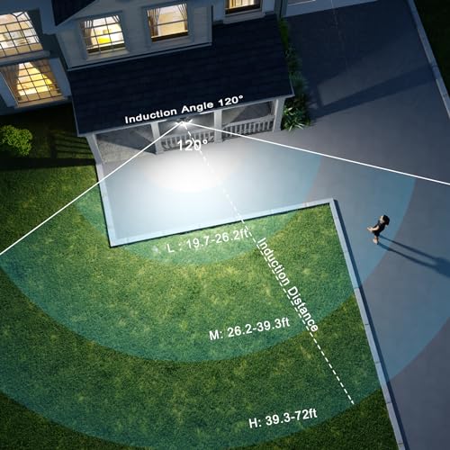 75W Motion Sensor Security Lights with Remote Control,3 Heads Motion Detection Outdoor Lights 6500K IP65,7500LM Flood Lights Dusk to Dawn Motion Sensor Lights for Yard Garage Porch Wall 2PCS