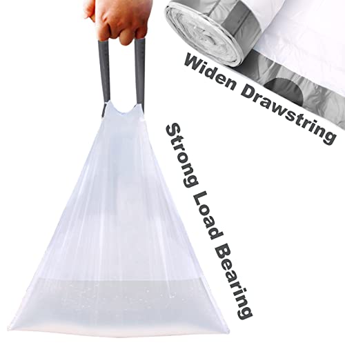 Code Q Drawstring Trash Bags Compatible with simplehuman Code Q | 200 Count total | 13-17 Gallon / 40-65 Liter | 1.2 Mil Thinkness | White Garbage Can Liners | Heavy Duty Plastic Trash Bags