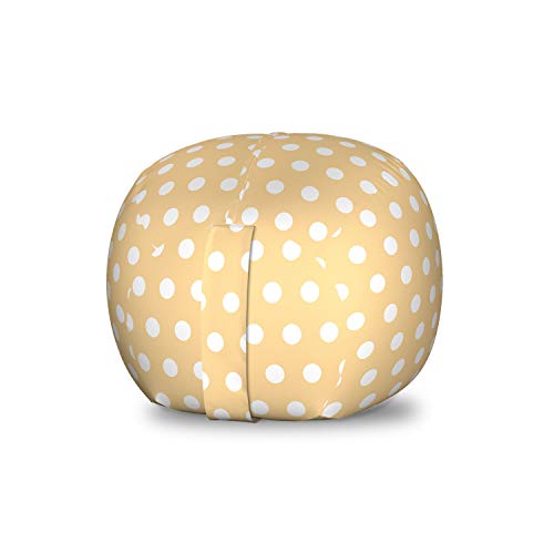 Ambesonne Vintage Storage Toy Bag Chair, Old Fashioned Pattern with Shabby White Polka Dots Classic Retro Design Print, Stuffed Animal Organizer Washable Bag, Large Size, Orange White