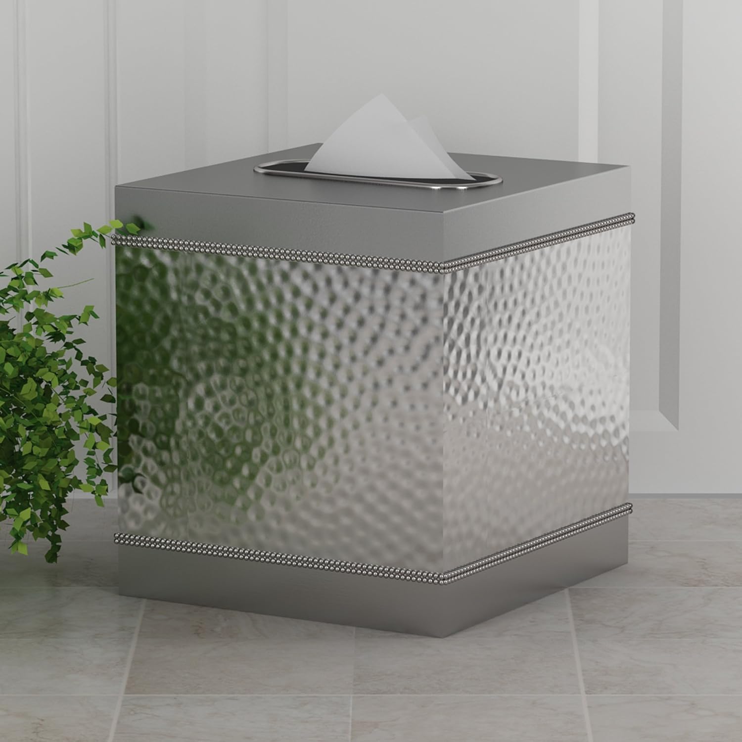 nu steel Hudson Bathroom & Desk Tissue Box Holder in Premium Polished Stainless Steel for Bathrooms & Vanity Spaces