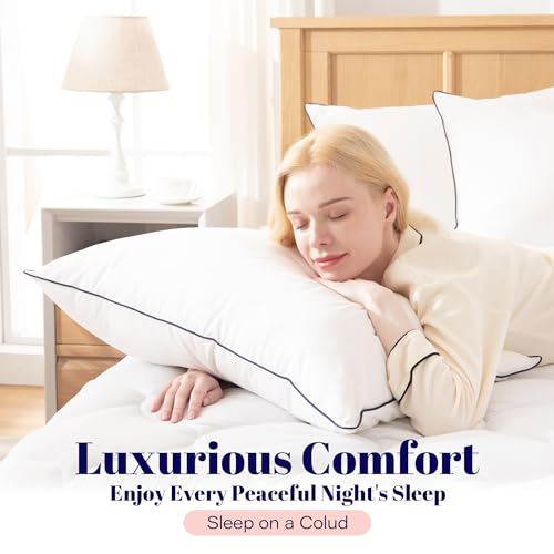 Cosybay Goose Feather and Down Bed Pillow, Premium Medium White Pillow Inserts for Sleeping, Luxury Bedding Pillows for Side and Back Sleepers, King Size, 20x36 Inches, 2 Pack