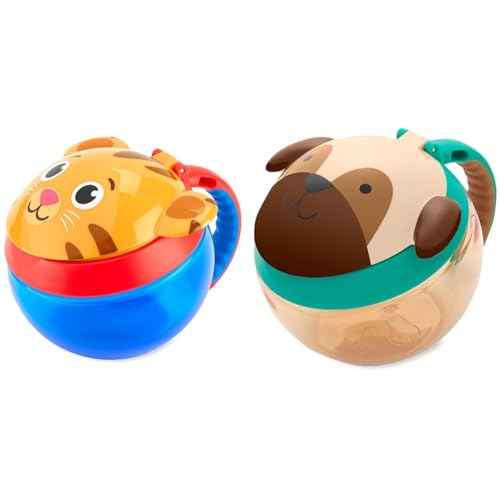 Daniel Tiger x Skip Hop Snack Cups Bundle with Daniel Tiger and Pug Designs, No-Spill Opening
