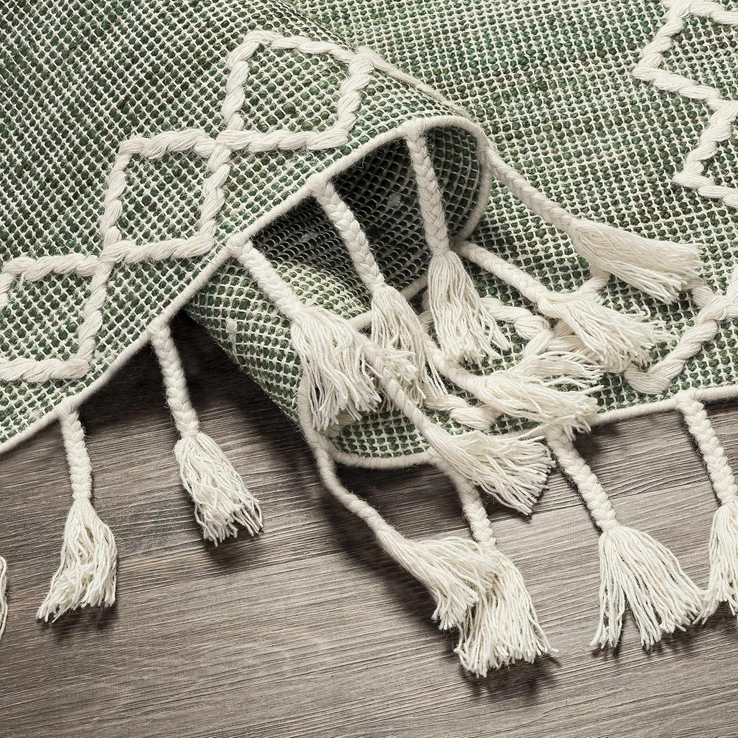 Hauteloom Guiuan Jute Living Room, Bedroom Area Rug - Global - Beige, Green - 8' x 10'