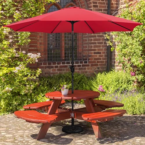 Yaheetech 7.5FT Patio Umbrella Outdoor Market Table Umbrella with 6 Sturdy Ribs, Push Button Tilt & Crank for Garden/Lawn/Deck/Backyard/Pool/Beach, Gray