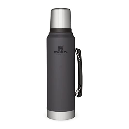 Stanley Classic Legendary Thermos Flask 1L Charcoal – BPA-Free Stainless Steel Thermos - Flask for Hot Drink Keeps Cold or Hot for 24 Hours - Leakproof Lid Doubles as Cup - Dishwasher Safe