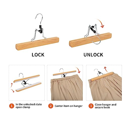 Amazon Basics Wooden Pants Hangers - Natural, 20-Pack