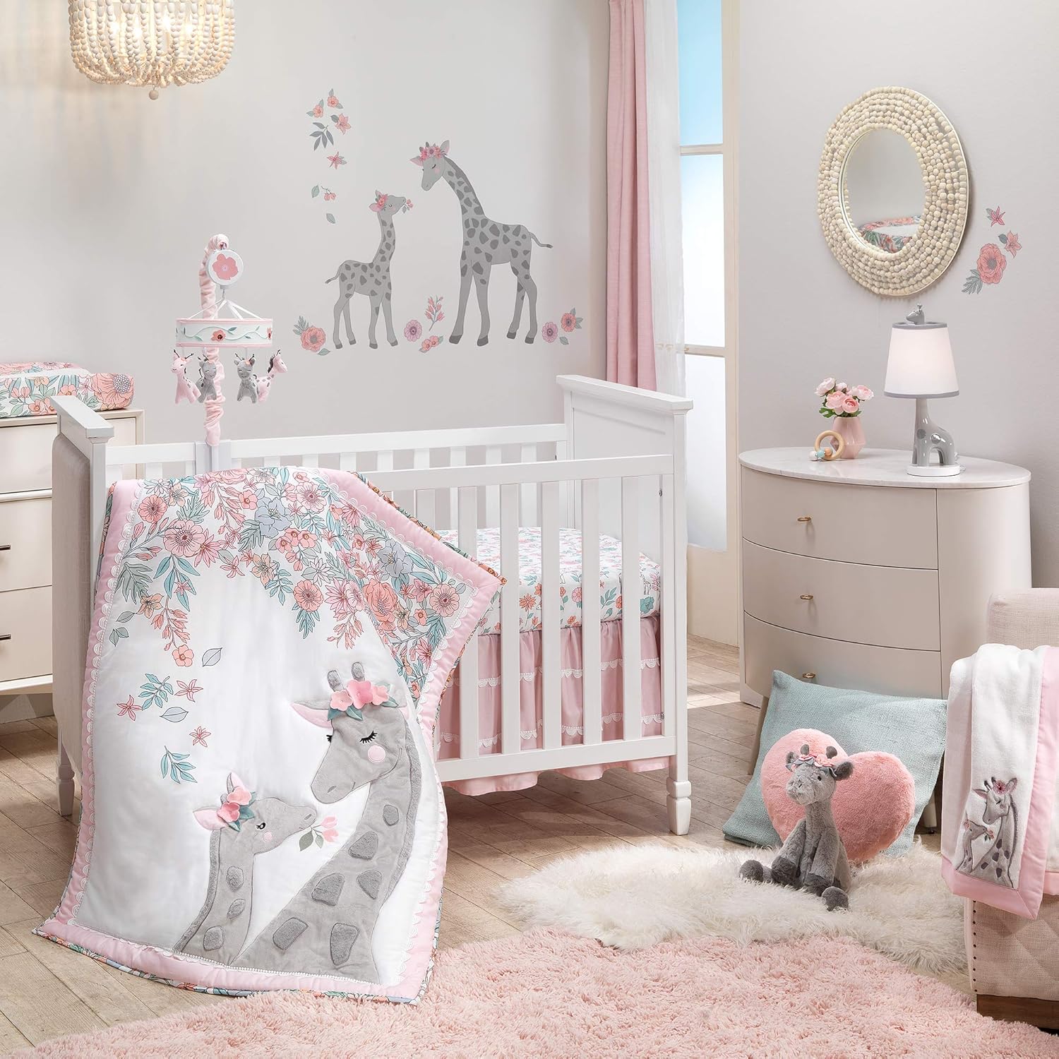 Lambs & Ivy Giraffe and a Half Gray/White Nursery Lamp with Shade and Bulb