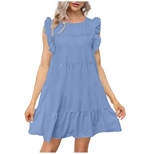 Summer Dresses for Women 2023,Plus Size Casual Cute Babydoll Dress,Tiered Ruffle Flowy Boho Beach Sundress