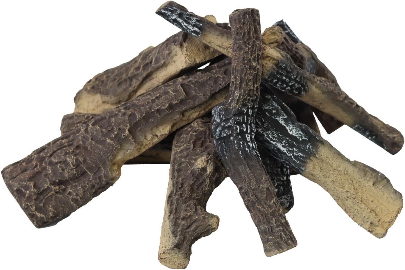 10Pcs Gas Fireplace Log Set, Ceramic Fake Wood Log for Gas Fireplace, Indoor Gas Inserts, Vented, Ethanol, Electric, Fire Pits Decor
