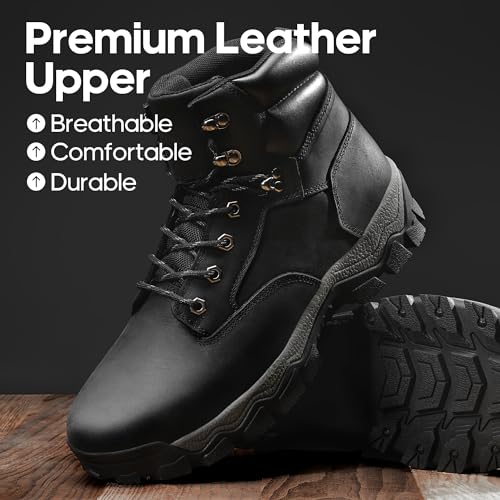 NORTIV 8 Men's Hiking Boots Waterproof Soft Toe Work Boots Leather Work Boots