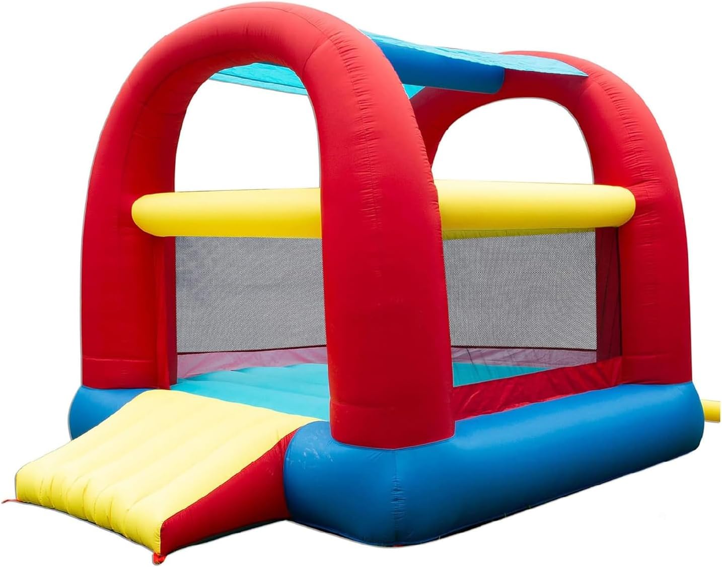 Banzai Bounce ’N’ Slide Cool Canopy Inflatable Outdoor Bounce House with Slide and Blower