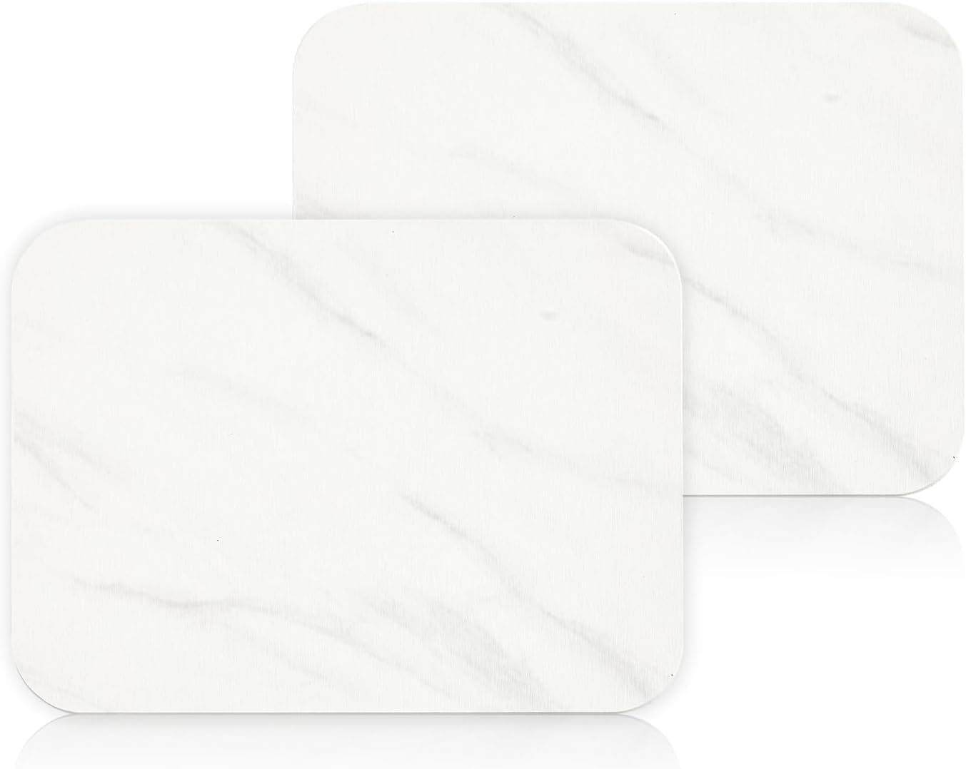 2 Pack Stone Dish Drying Mat for Kitchen Counter, Heat Resistant, Fast Dry, Super Absorbent Dish Drying Mat, Eco-Friendly Diatomaceous Earth Mat with Non-Slip Pad, Sand Tool (16x12 Inch, White Marble)