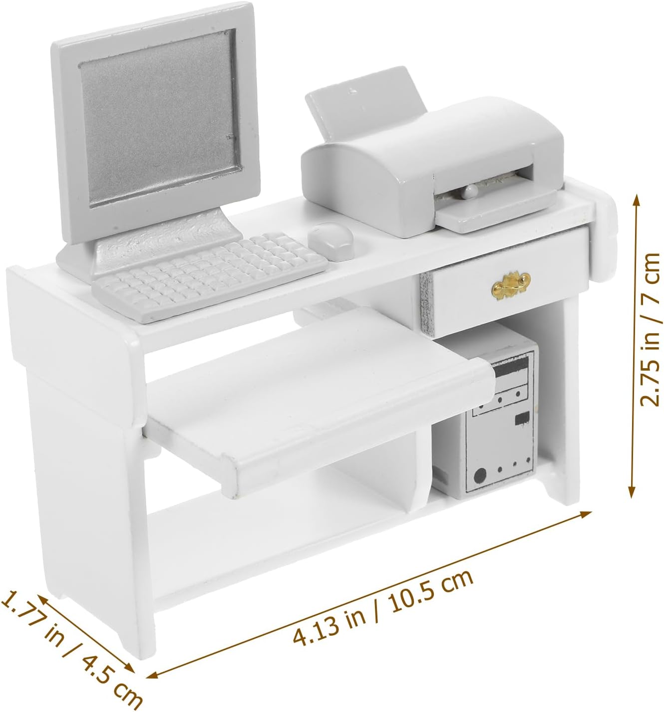 ERINGOGO 1 Set Office Scene Props Dollhouse Mini Laptop Mini Computer Model Dollhouse Office Desk Miniature Computer Desk Dollhouse Miniature Computer Wood Child Furniture White Thing