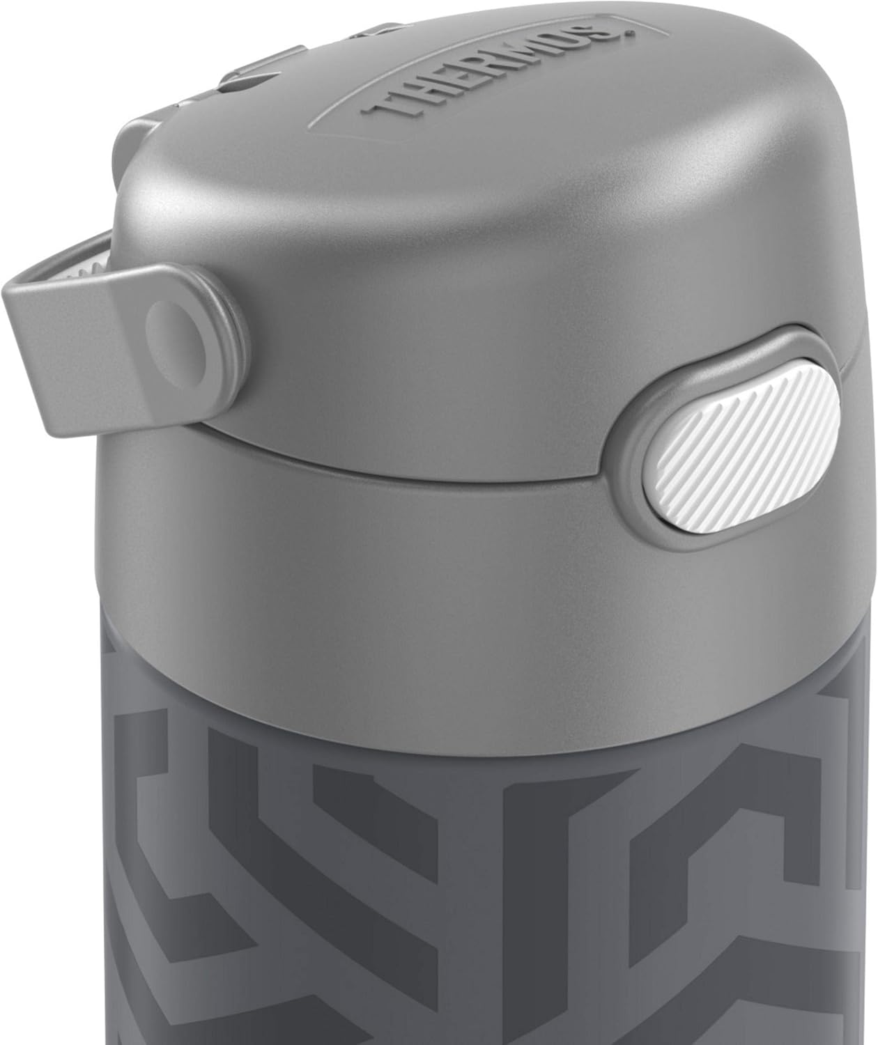 THERMOS FUNTAINER 12 Ounce Stainless Steel Kids Bottle, Grey/Aqua Waves