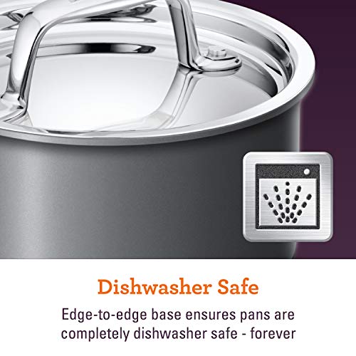 Breville Thermal Pro Hard Anodized Nonstick Sauce Pan/Saucepan/Saucier with Lid and Helper Handle, 4 Quart, Gray