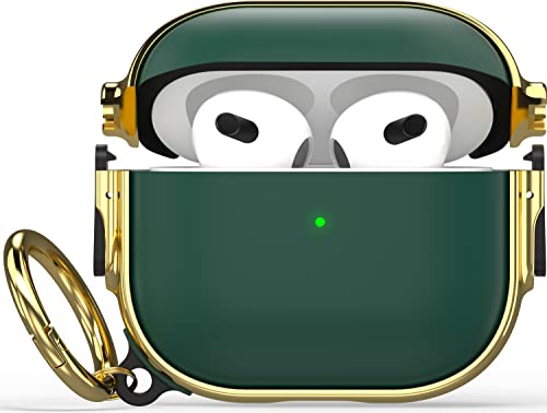 Maxjoy for AirPod 3rd Generation Case with Lock, Hard AirPod 3 Case Protective iPod 3rd Gen Cover for Women Men with Keychain Lock Clip Compatible AirPods 3rd Generation 2021, Black/Rose Gold