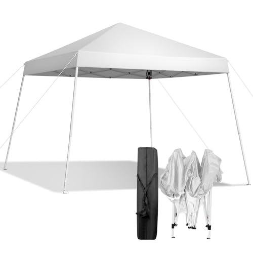 VINGLI 6x6 ft Pop Up Canopy Tent, Outdoor Tent Canopy Foldable Portable Canopies for Camping, Patio, Easy Up Gazebo Canopy with Carry Bag Slant Legs