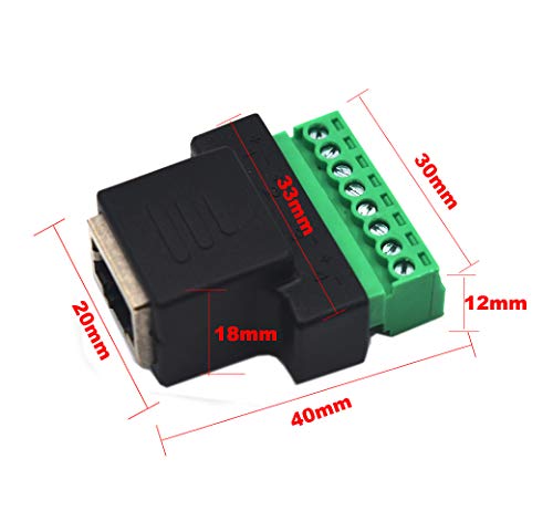 2 Pack Network RJ45 Ethernet 8P8C Female to AV 8 Pin Screw Terminal Adapter Converter Block Plug (RJ45 Female)