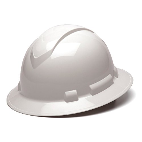 Pyramex Ridgeline Full Brim Hard Hat, 4-Point Ratchet Suspension, Matte White Graphite Pattern