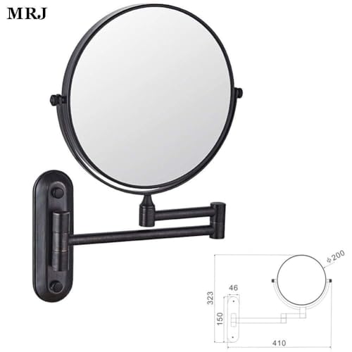 Wall Mounted Mirror, 3/5X Magnification + Normal Bathroom Shaving Mirror Double-Sided Magnifying Makeup Vanity Swivel Mirror, 8 Inch Extendable Arm, Chrome Finished(Nickel Brushed,1X/3X)