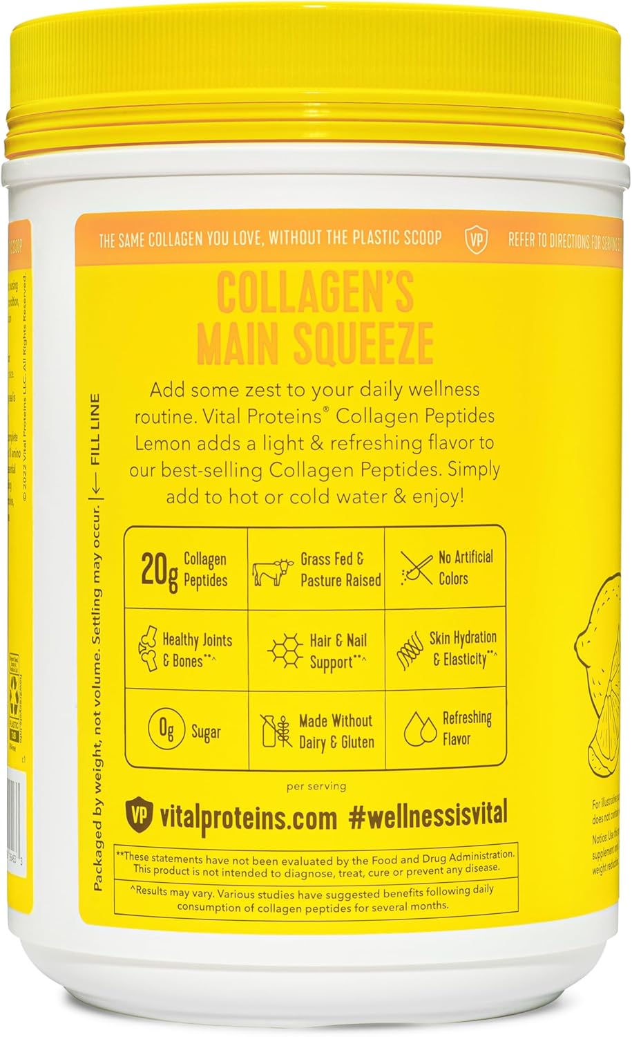 Vital Proteins Collagen Peptides Powder, Promotes Hair, Nail, Skin, Bone and Joint Health, Lemon 26.5 Ounce