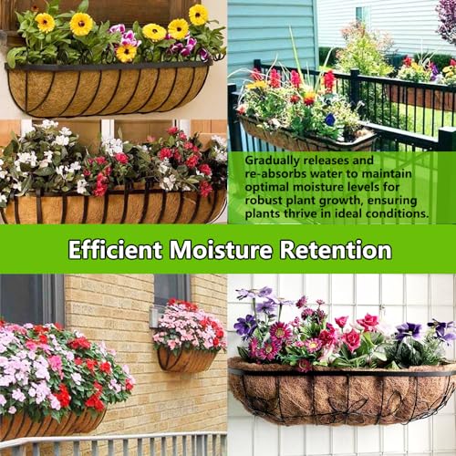 3 Pack Natural Coconut Coir Fiber Trough Coco Liners - Premium Quality Material for Wall & Window Planters, Garden Baskets, Fence Flowers (3, 24in)