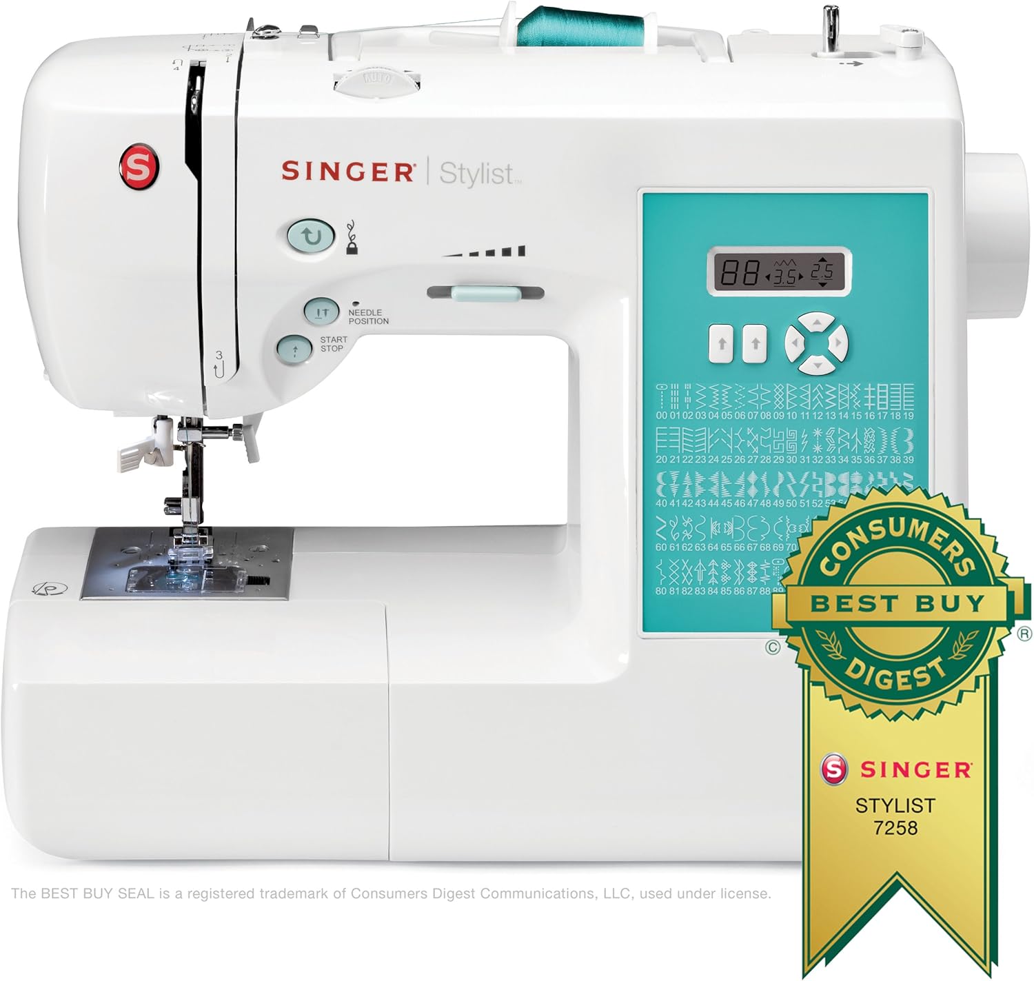 SINGER Factory Serviced 7258 Stylist 100-Stitch Computerized Free-Arm Sewing Machine with Instructional DVD and More