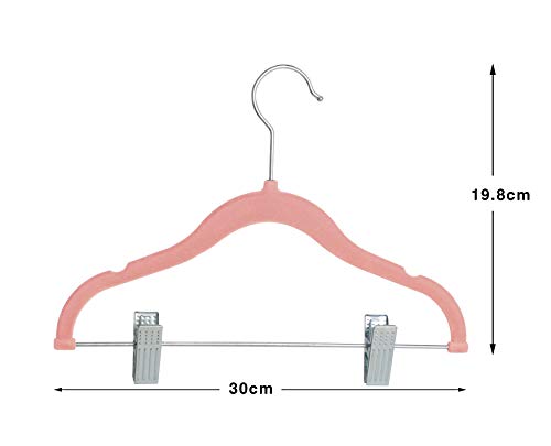 Finnhomy Non-Slip Clothes Hangers for Baby and Kids 20-Pack Velvet Hangers with Movable Clips, Heavy-Duty and Space-Saving for Pants,Skirts, Coat, Gray