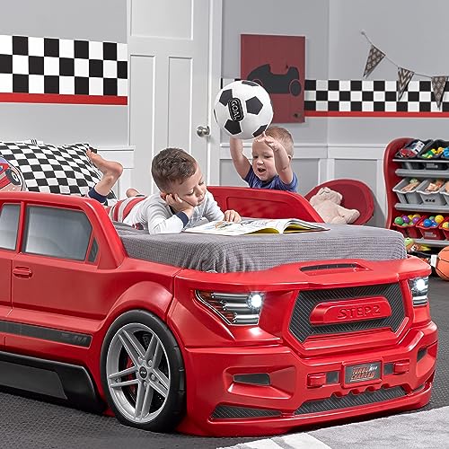 Step2 Roadster Toddler-to-Twin Bed, Crib to Twin Transition Race Car Bed, Adjustable, Ages 3+ Years Old, Easy Assembly, Red