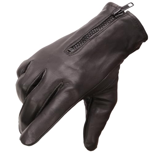 Milwaukee Leather SH226D Men's Black Unlined Leather Lightweight Motorcycle Hand Gloves W/Wrist Zipper Closure